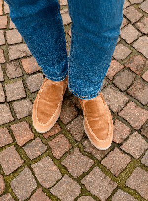 Vegan Velvet Loafer Taupe from Solari Milano