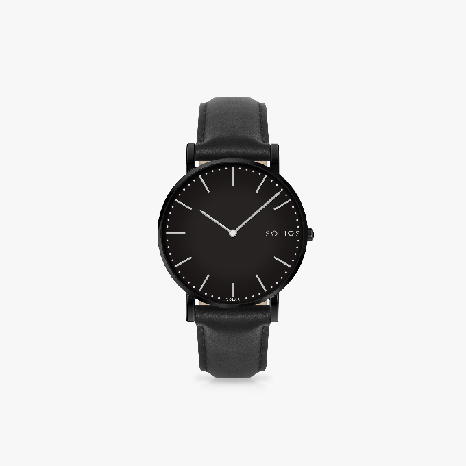 Black Solar Watch | Black Vegan Leather from Solios Watches