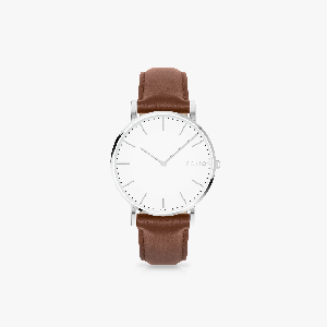 White Solar Watch | Brown Vegan Leather from Solios Watches