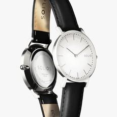 White Solar Watch | Black Vegan Leather van Solios Watches