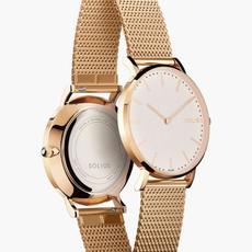 White Solar Watch | Rose Gold Mesh van Solios Watches