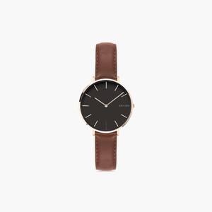 Black Mini Solar Watch | Brown Vegan Leather from Solios Watches