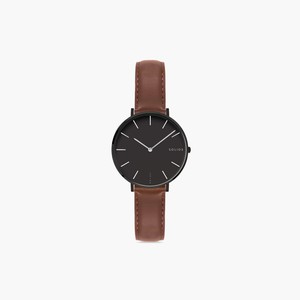 Black Mini Solar Watch | Brown Vegan Leather from Solios Watches