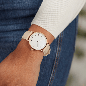 White Solar Watch | Green Vegan Leather from Solios Watches