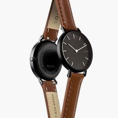Black Mini Solar Watch | Brown Vegan Leather van Solios Watches