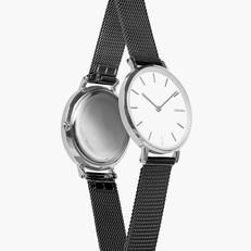 White Mini Solar Watch | Black Mesh van Solios Watches