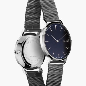 Black Solar Watch | Grey Mesh from Solios Watches