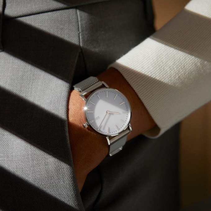 White Solar Watch | Black Mesh from Solios Watches