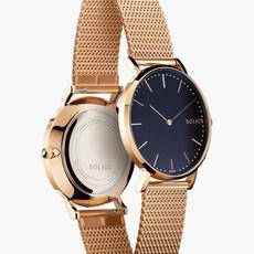 Black Solar Watch | Rose Gold Mesh van Solios Watches