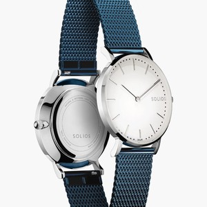 White Solar Watch | Blue Mesh from Solios Watches
