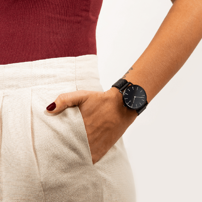 Black Solar Watch | Blue Vegan Leather from Solios Watches