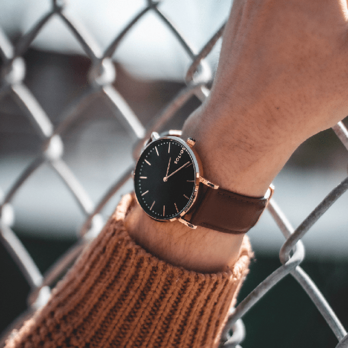 Black Solar Watch | Black Vegan Leather from Solios Watches