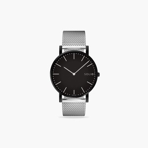 Black Solar Watch | Silver Mesh from Solios Watches