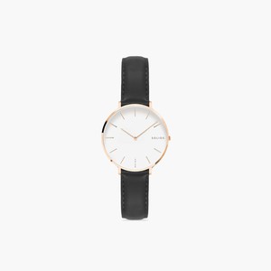 White Mini Solar Watch | Black Vegan Leather from Solios Watches