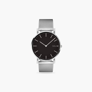 Black Solar Watch | Silver Mesh from Solios Watches