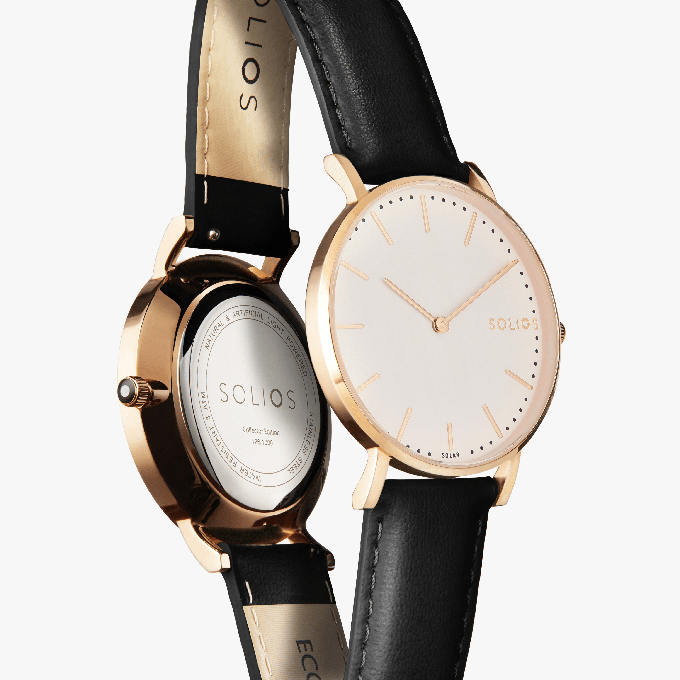 White Solar Watch | Black Vegan Leather from Solios Watches