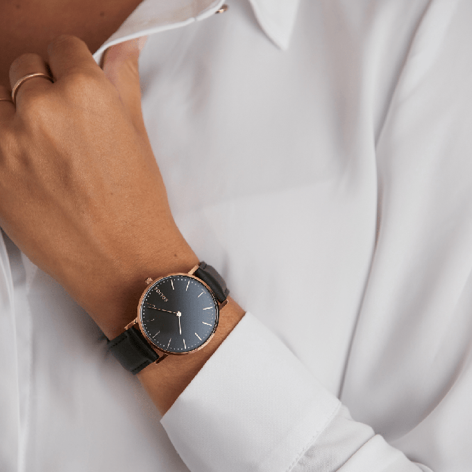 Black Solar Watch | Brown Vegan Leather from Solios Watches