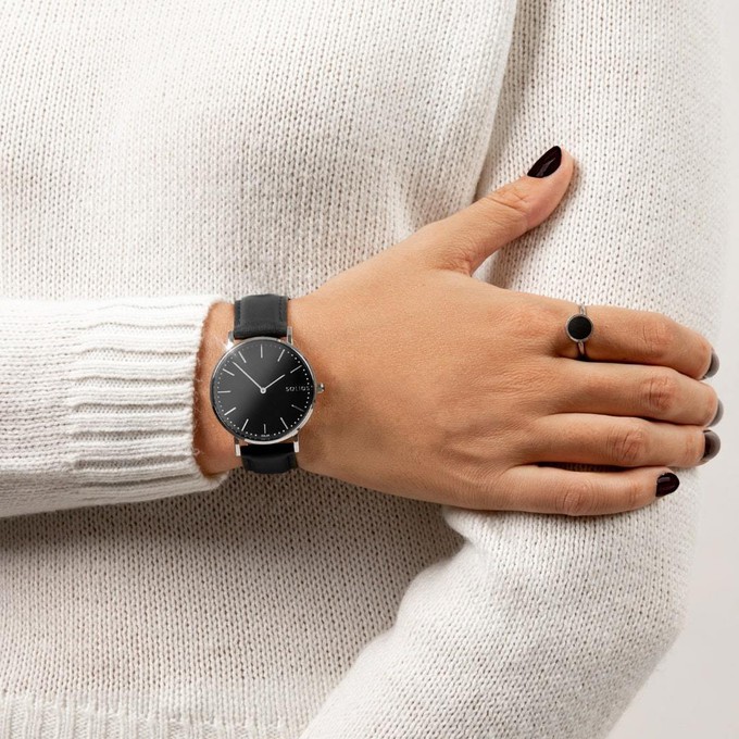 Black Solar Watch | Black Vegan Leather from Solios Watches