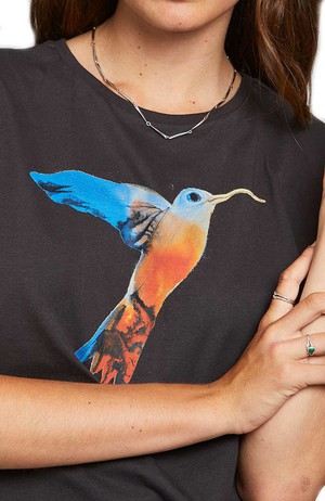 Visby painted hummingbird shirt from Sophie Stone