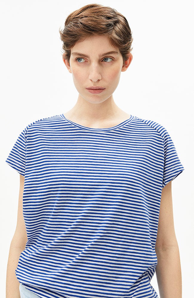 Slub stripe t-shirt blauw from Sophie Stone