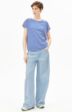 Slub stripe t-shirt blauw from Sophie Stone