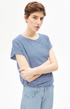 Slub stripe t-shirt blauw via Sophie Stone