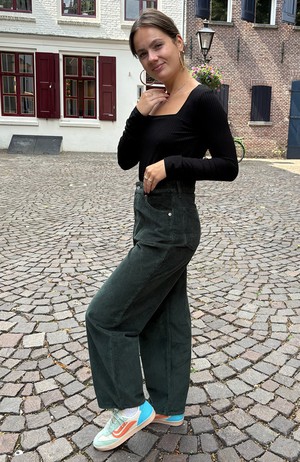 Leila cord broek dark green from Sophie Stone