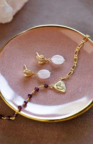 Heavenly oorbellen Rose Quartz from Sophie Stone