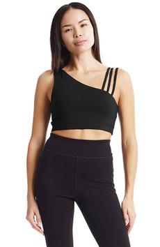 Yoga Asymmetric top zwart via Sophie Stone