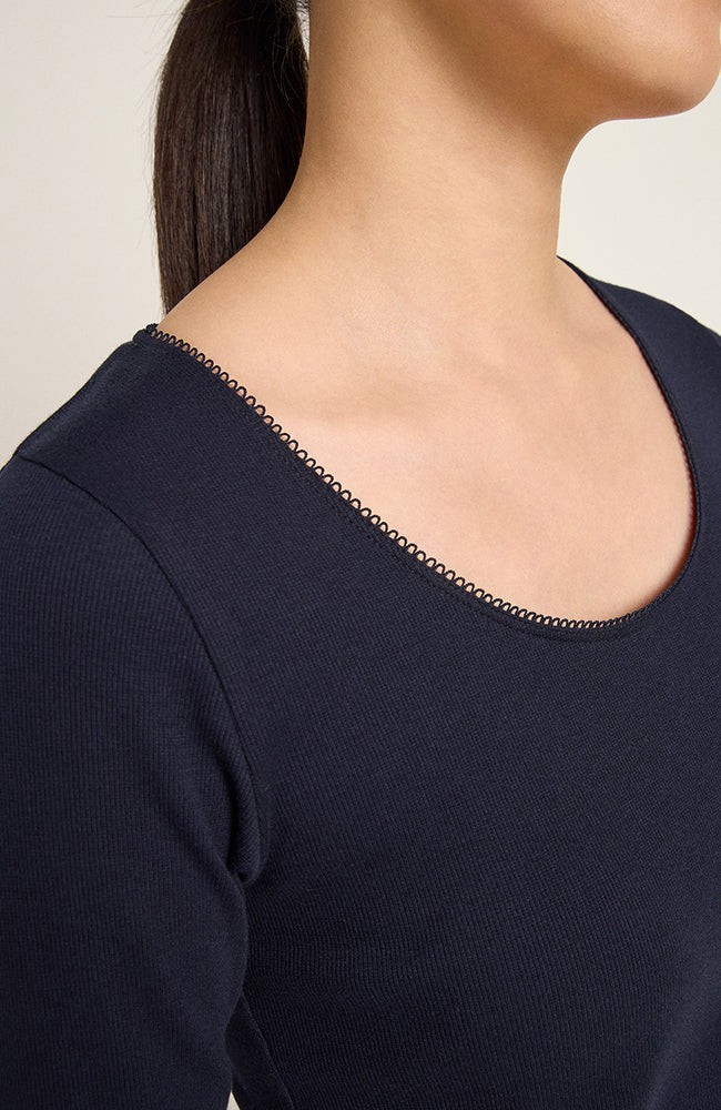 T-shirt rib blauw met kantje from Sophie Stone