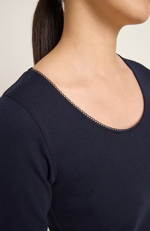 T-shirt rib blauw met kantje from Sophie Stone