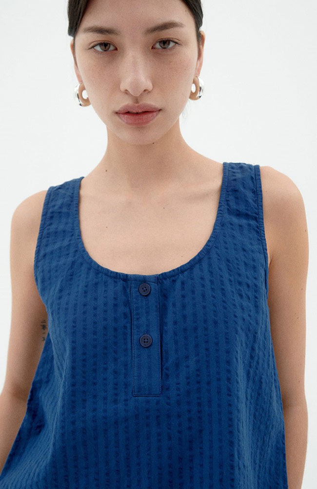 Justine seersucker top blauw from Sophie Stone