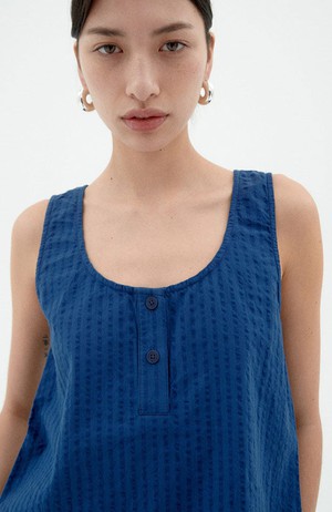 Justine seersucker top blauw from Sophie Stone