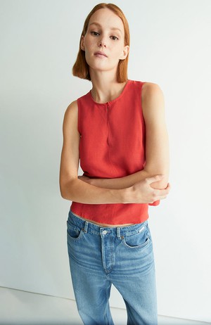Rafalaa lino top coral blush from Sophie Stone