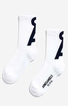 Saamus sok short white tinted navy via Sophie Stone