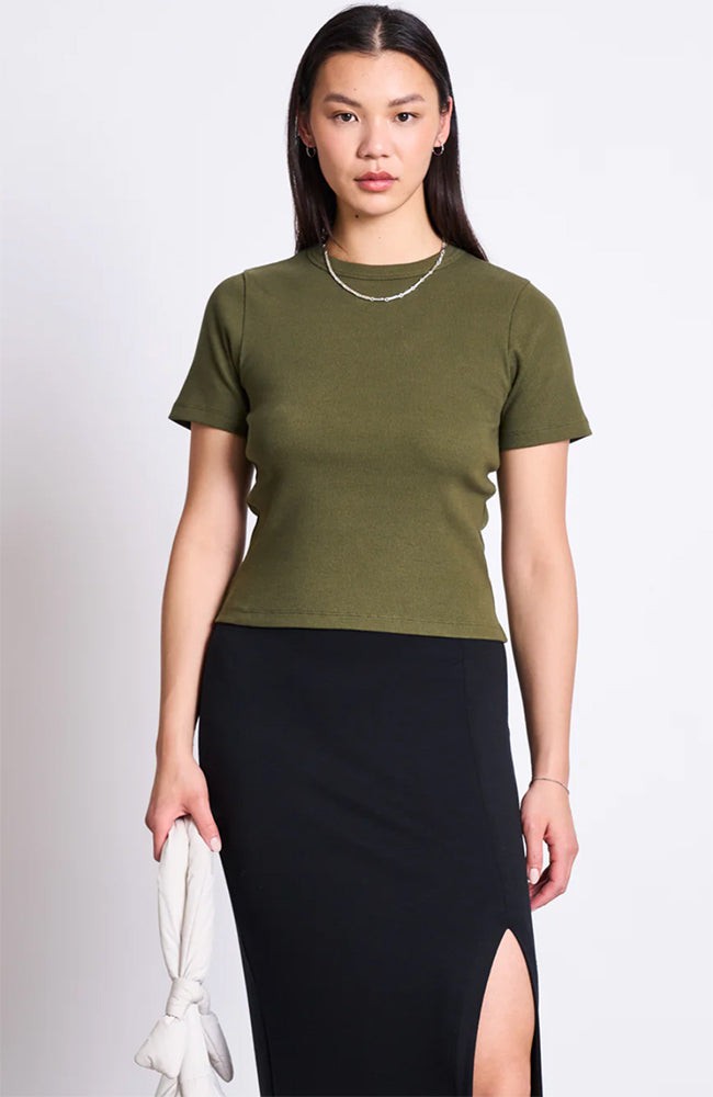 Nile rib t-shirt dark olive from Sophie Stone