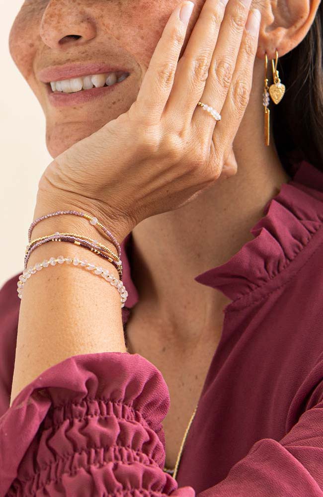 Welcome armband Rose Quartz Gold from Sophie Stone