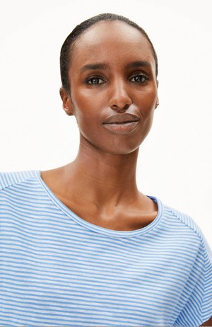 Oneliaa lovely stripes shirt oatmilk-silky blue from Sophie Stone