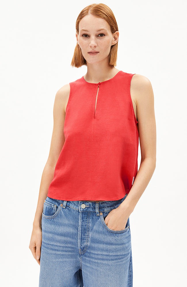 Rafalaa lino top coral blush from Sophie Stone