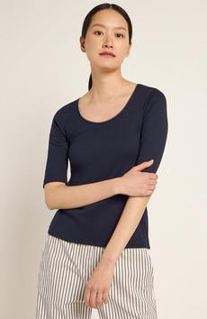 T-shirt rib blauw met kantje via Sophie Stone