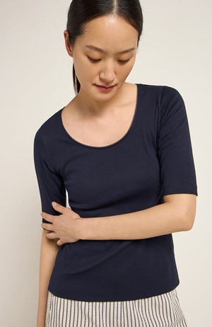 T-shirt rib blauw met kantje from Sophie Stone