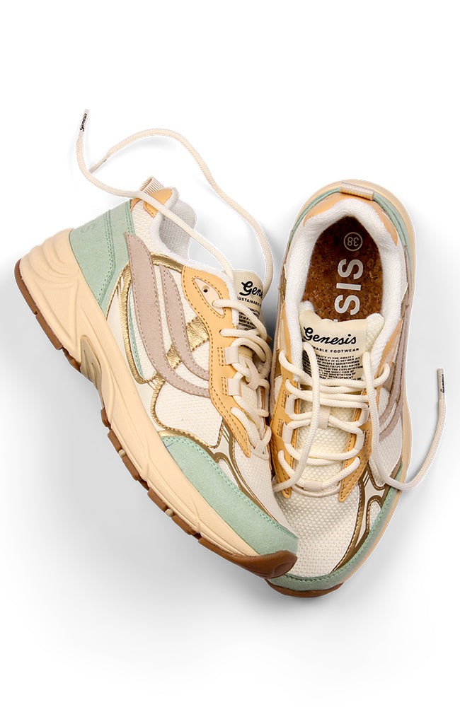 G-eco '99 sneaker metallic mint gold sand from Sophie Stone