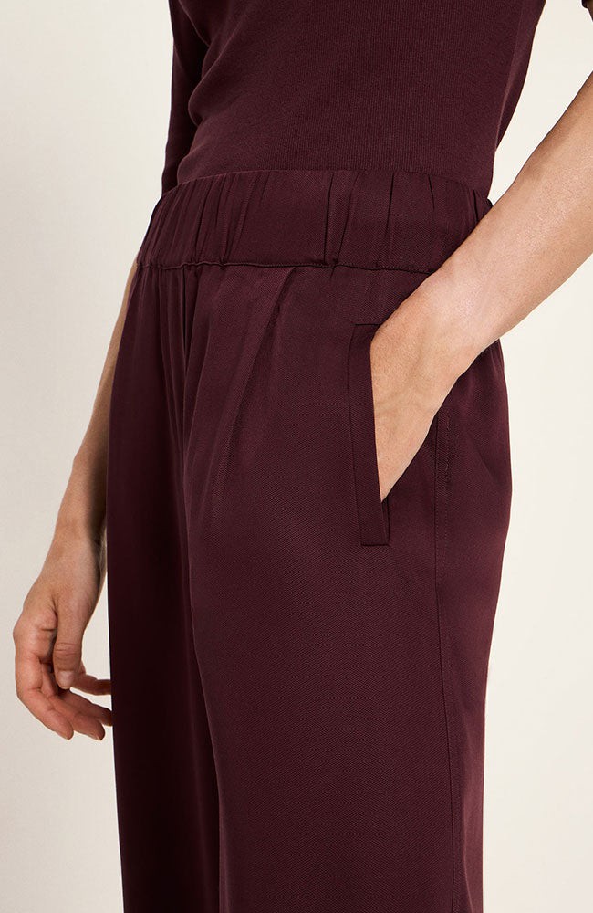Tencel wide leg broek bordeaux from Sophie Stone