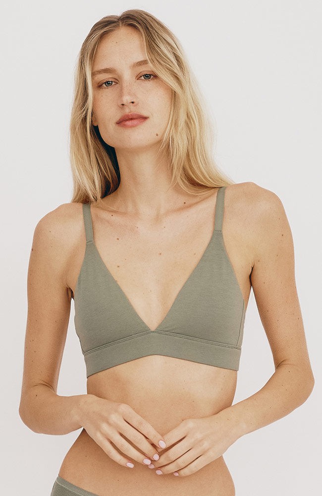 Core triangle bralette seaweed from Sophie Stone