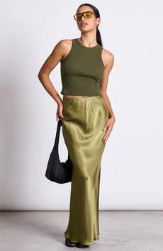 Serin maxi rok woody olive via Sophie Stone