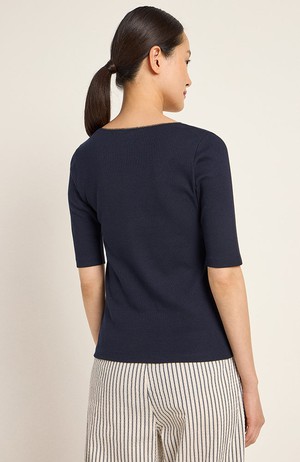 T-shirt rib blauw met kantje from Sophie Stone