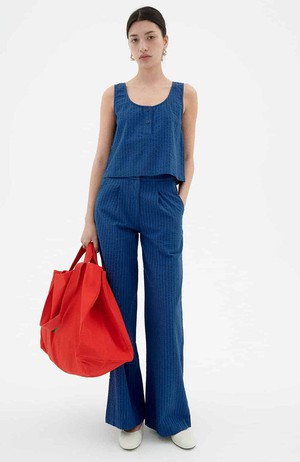Justine seersucker top blauw from Sophie Stone