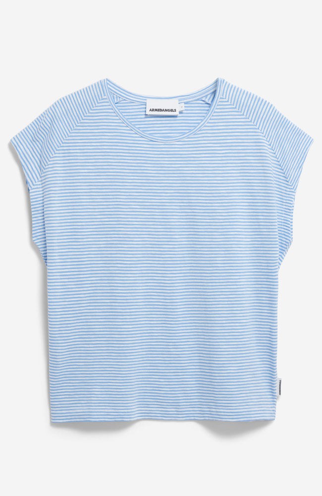 Oneliaa lovely stripes shirt oatmilk-silky blue from Sophie Stone