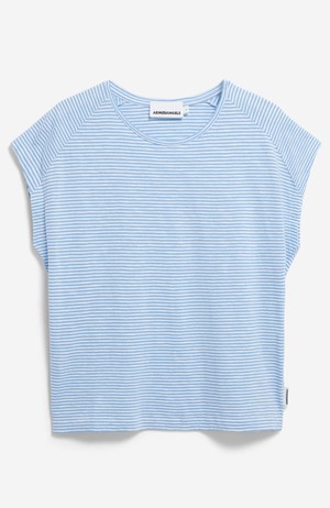 Oneliaa lovely stripes shirt oatmilk-silky blue from Sophie Stone