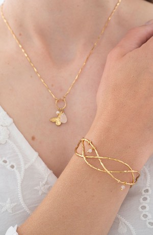 Wave armband Rose Quartz Gold from Sophie Stone